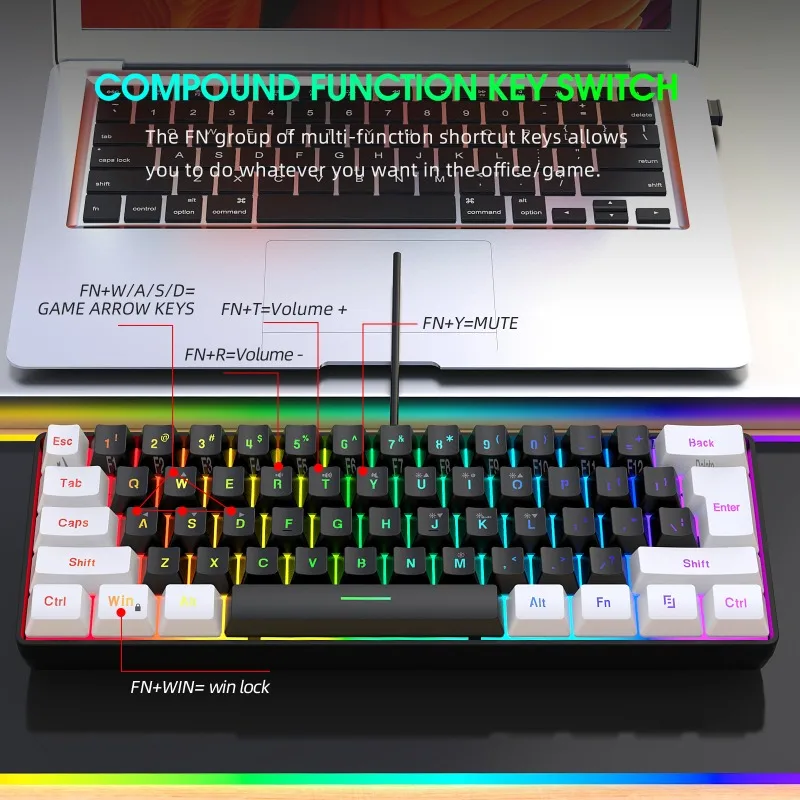Zestaw Klawiatura i Mysz 60% d – Gaming Keyboard And Mouse Wireless recenzja i cena